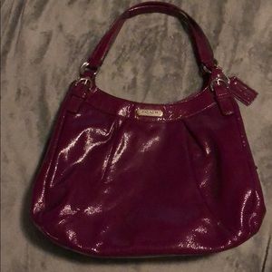 Plum patent leather coach shoulder bag